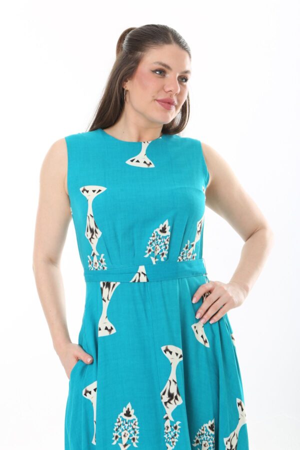 Sleeveless tie-front unlined viscose dress