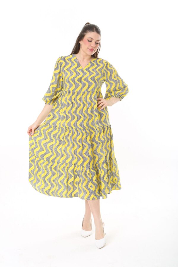 1 Long Sleeve Elasticated Cuf midi Dress