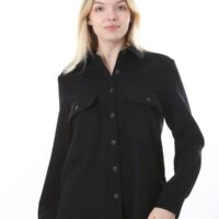 Black Poly Viscose unlined Jacket with Pockets
