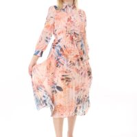 Women's Lined Chiffon Sunray Pleated KNEE LENGHT Dress with Tie Back 115 CM