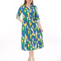 Shirt Dress with Tie Front  Apelets With Cuff Tubs