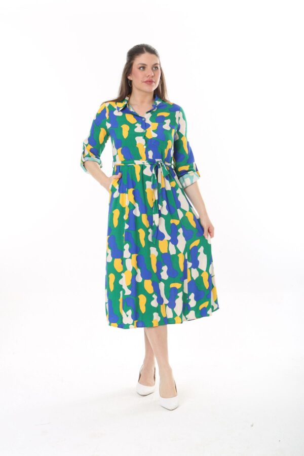 Shirt Dress with Tie Front  Apelets With Cuff Tubs