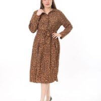 Long Sleeved Dress with Tie Front and Side Hip Zipper