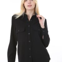 Black Poly Viscose unlined Jacket with Pockets