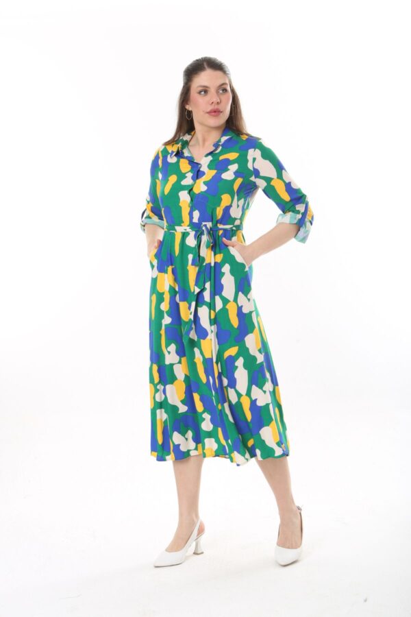 Shirt Dress with Tie Front  Apelets With Cuff Tubs