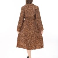 Long Sleeved Dress with Tie Front and Side Hip Zipper