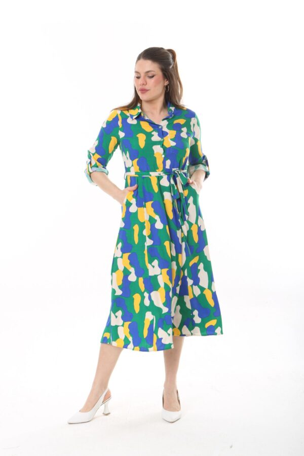 Shirt Dress with Tie Front  Apelets With Cuff Tubs