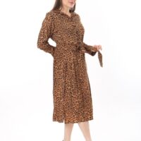 Long Sleeved Dress with Tie Front and Side Hip Zipper