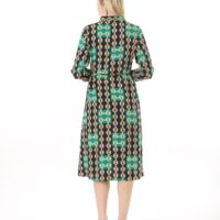 Button Down Tie Front Dress Cuffed Collared Midi
