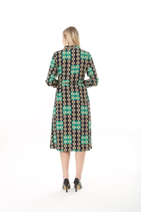 Button Down Tie Front Dress Cuffed Collared Midi
