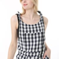Tie Shoulder Patch Pocket 3 Quarter Jumpsuit
