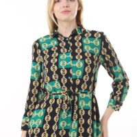 Button Down Tie Front Dress Cuffed Collared Midi