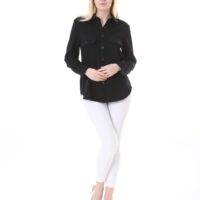 Black Poly Viscose unlined Jacket with Pockets