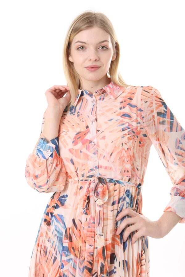 Women's Lined Chiffon Sunray Pleated KNEE LENGHT Dress with Tie Back 115 CM
