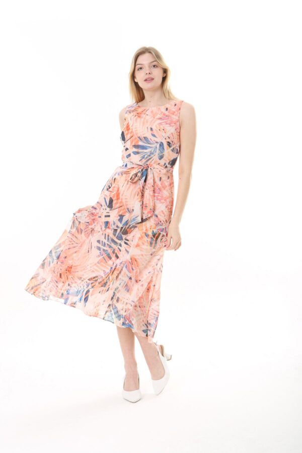 Front Frill Chiffon Slevles Dress