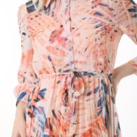Women's Lined Chiffon Sunray Pleated KNEE LENGHT Dress with Tie Back 115 CM