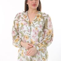 Long Sleeved Chiffon shirt with front Tie Blouse with Cami