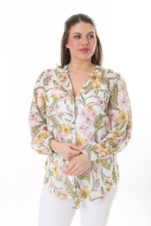 Long Sleeved Chiffon shirt with front Tie Blouse with Cami