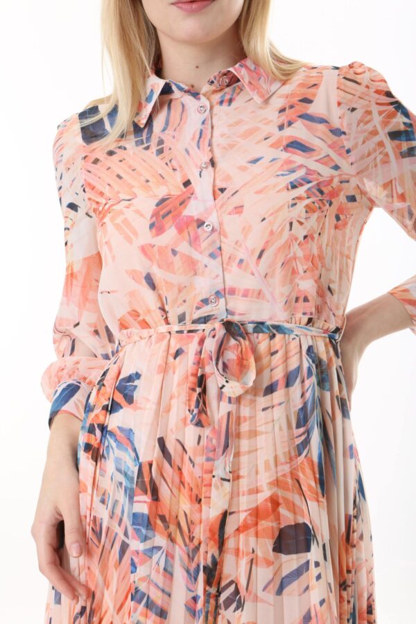 Women's Lined Chiffon Sunray Pleated KNEE LENGHT Dress with Tie Back 115 CM