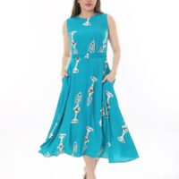 Sleeveless tie-front unlined viscose dress