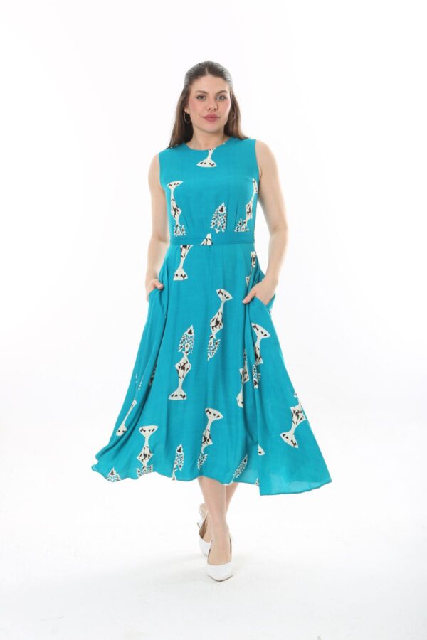 Sleeveless tie-front unlined viscose dress