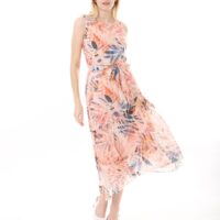 Front Frill Chiffon Slevles Dress