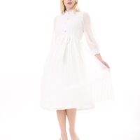 Women's Lined Chiffon Sunray Pleated MIDI Dress with Tie Back 123 CM