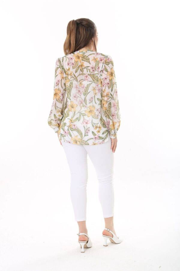 Long Sleeved Chiffon shirt with front Tie Blouse with Cami