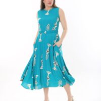Sleeveless tie-front unlined viscose dress