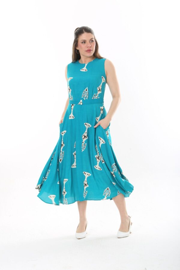 Sleeveless tie-front unlined viscose dress