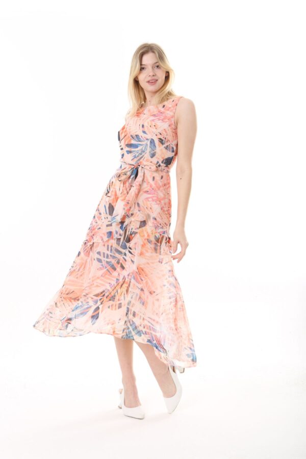 Front Frill Chiffon Slevles Dress