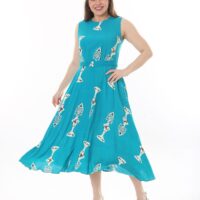 Sleeveless tie-front unlined viscose dress