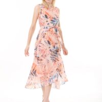 Front Frill Chiffon Slevles Dress