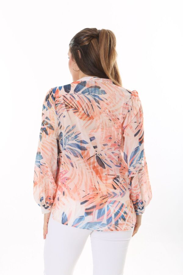 Long Sleeved Chiffon shirt with front Tie Blouse with Cami