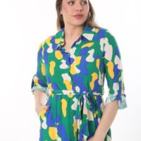 Shirt Dress with Tie Front  Apelets With Cuff Tubs