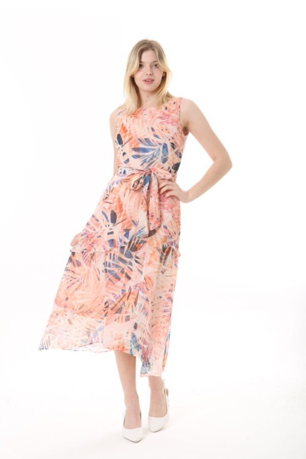 Front Frill Chiffon Slevles Dress