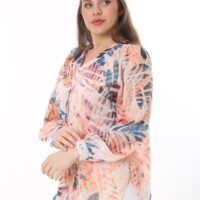 Long Sleeved Chiffon shirt with front Tie Blouse with Cami