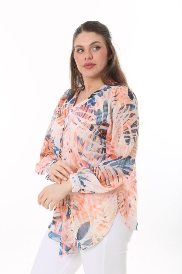 Long Sleeved Chiffon shirt with front Tie Blouse with Cami