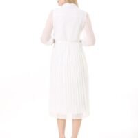 Women's Lined Chiffon Sunray Pleated MIDI Dress with Tie Back 123 CM