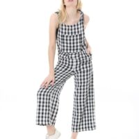 Tie Shoulder Patch Pocket 3 Quarter Jumpsuit