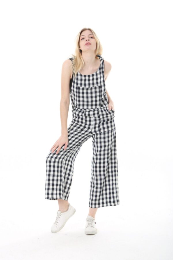 Tie Shoulder Patch Pocket 3 Quarter Jumpsuit