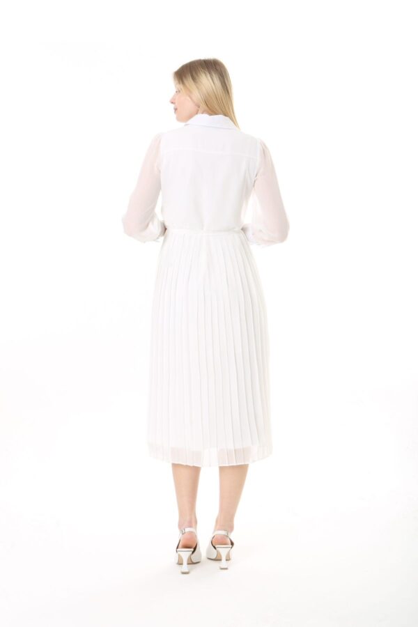 Women's Lined Chiffon Sunray Pleated MIDI Dress with Tie Back 123 CM