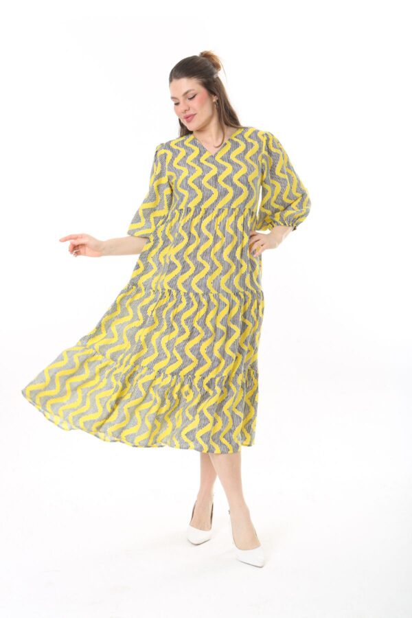 2 Long Sleeve Elasticated Cuf midi Dress