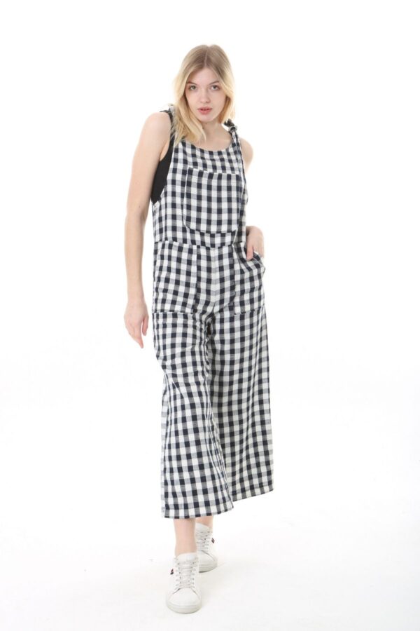 Tie Shoulder Patch Pocket 3 Quarter Jumpsuit