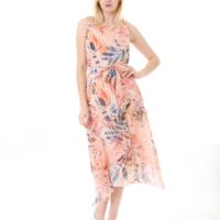 Front Frill Chiffon Slevles Dress