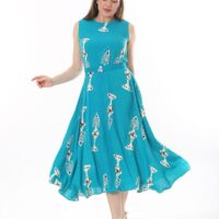 Sleeveless tie-front unlined viscose dress