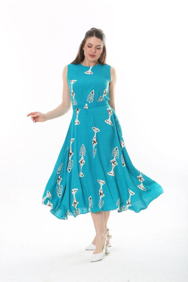 Sleeveless tie-front unlined viscose dress