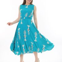 Sleeveless tie-front unlined viscose dress