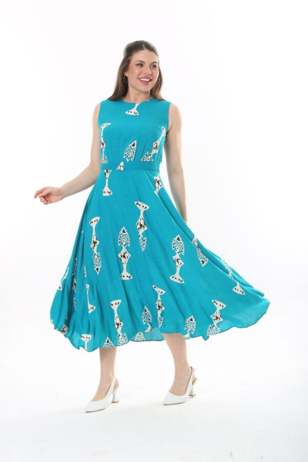 Sleeveless tie-front unlined viscose dress