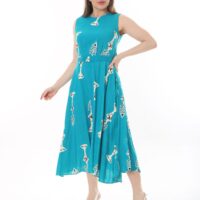 Sleeveless tie-front unlined viscose dress